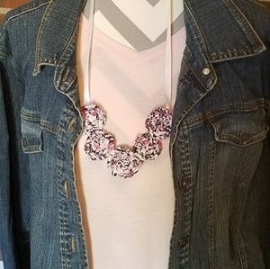 Fabric Rosette Statement Necklace